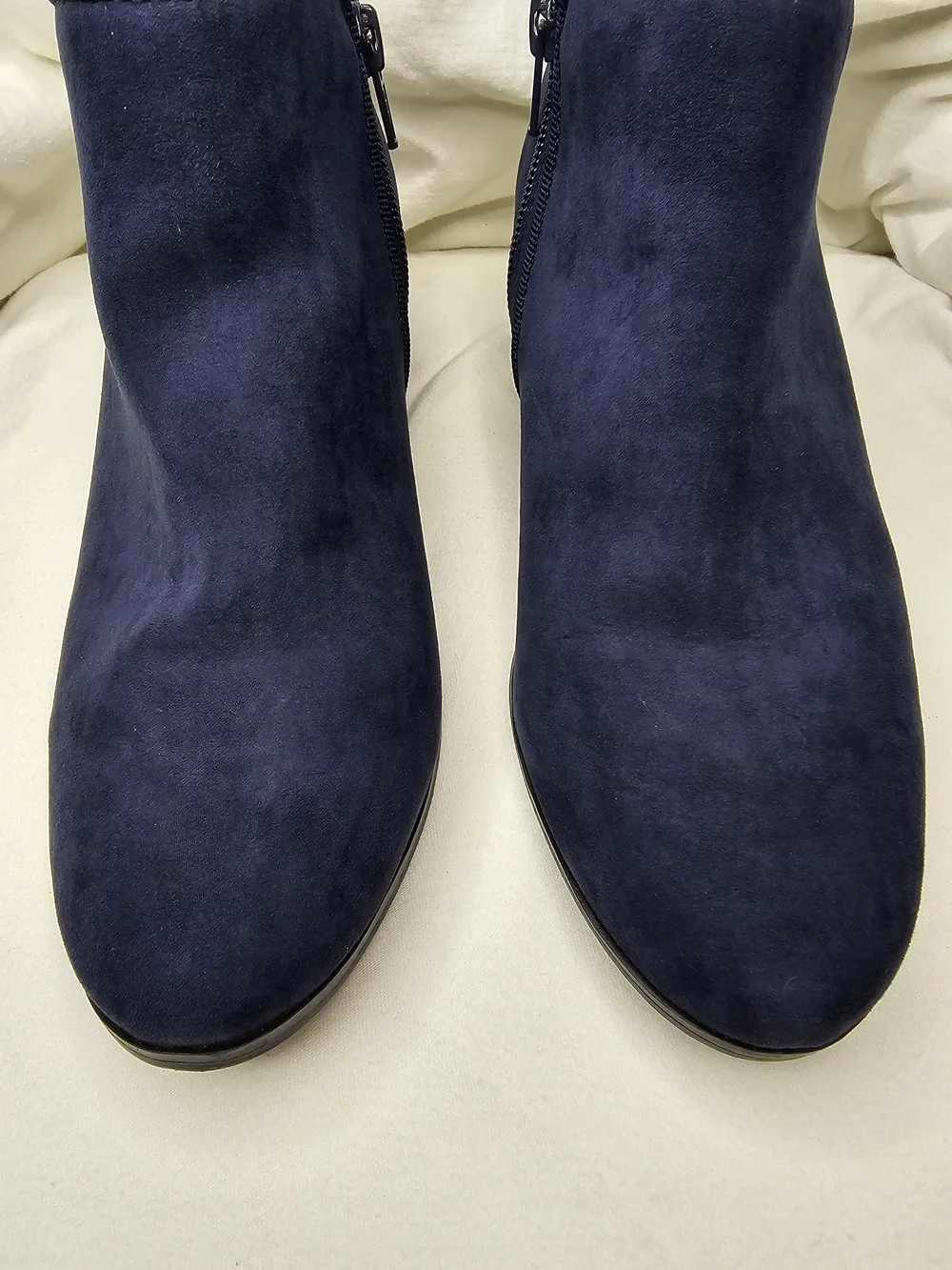 Style & Co. Wileyy Navy Faux Suede Ankle Booties Low Block Heel